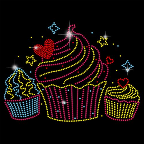 SUPERDANT Cupcakes Zum Aufbügeln von Strasssteinen Essen Bling Strass Aufkleber DIY Kristall Hotfix Transferaufkleber Kristall Für T Shirt Kleidung Hoodies Kunstdekor Geburtstagsgeschenke von SUPERDANT