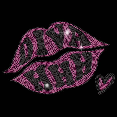 SUPERDANT Bügelbild Strass Zum Aufbügeln Diva Lippen Strass Zum Aufbügeln Transferkristall Wärmeübertragung Diva Designs Kristallaufkleber Strass Lippen Bling Aufkleber Für Mädchen Kleidung Tasche DIY von SUPERDANT