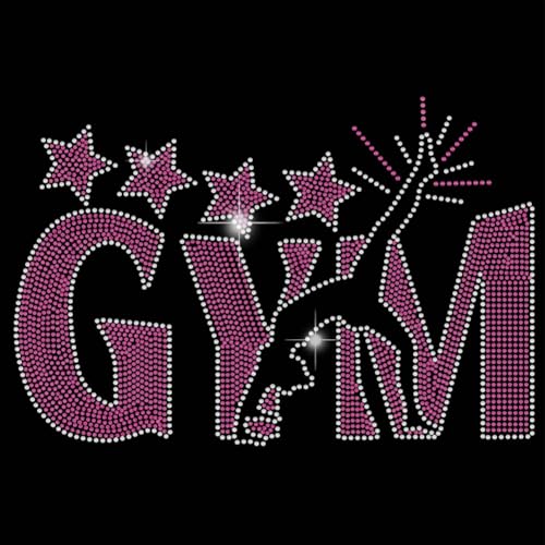 SUPERDANT Bügelbild Strass Zum Aufbügeln Gymnastik Strass Zum Aufbügeln GYM Bling Strass T Shirt Transfer Strass Aufbügeln Wärmeübertragung Hotfix Aufkleber Für T Shirt Kristall DIY Dekoration von SUPERDANT