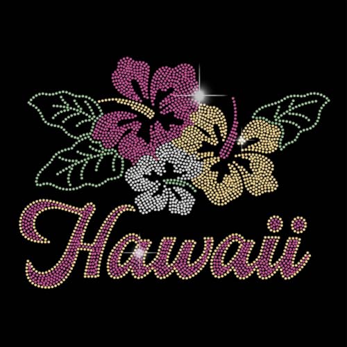 SUPERDANT Hibiskusblüte Bügelbild Strass Zum Aufbügeln Kristall Wärmeübertragung Hawaii Designs Kristall Strass Zum Aufbügeln Bling Aufkleber Für Mädchen Kleidung Tasche DIY Geschenke von SUPERDANT