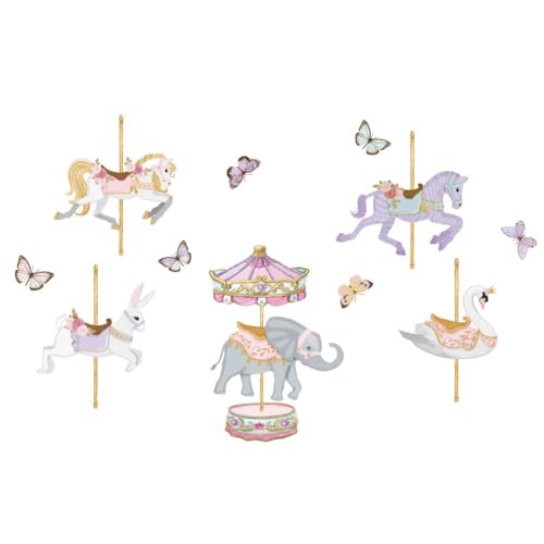 SUPERDANT Karussell Wandaufkleber Merry Go Runde Aufkleber Karussells Schmetterlinge Vinyl Aufkleber Zum Selbermachen Abziehen Und Aufkleben Dekor Für Baby Und Mädchenschlafzimmer Wohnzimmer von SUPERDANT