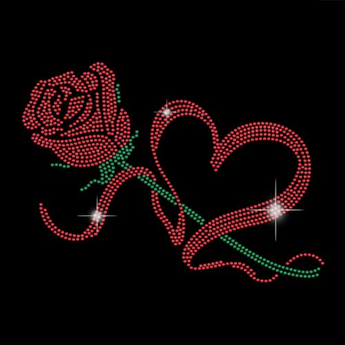 SUPERDANT Liebe Rose Blume Strass Rose Transfer Bling Hot Fix Eisen Auf Patch Motiv Design Transfer Rose Patches Strass Applikationen Verzierungen Patches Für DIY Zubehör von SUPERDANT