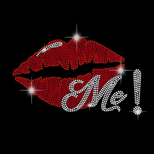 SUPERDANT Lippen Aufbügler Strasssteine „Kiss Me“ Wärmeübertragung Kristalldekor Transparenter Bling DIY Aufnäher Kleidungsreparatur Hotfix Applikation Für T Shirts Westen Jacken Kunsthandwerk Dekor von SUPERDANT