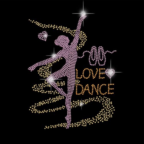 SUPERDANT Love Dance Strasssteine Zum Aufbügeln Tanzende Wärmeübertragung Kristalldekor Transparenter Bling DIY Patch Reparatur Hotfix Applikation Kleidung Party Dekor Für Damen Tragetasche T Shirt von SUPERDANT