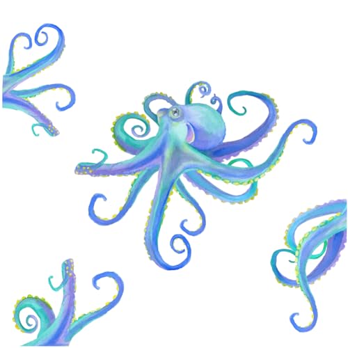 SUPERDANT Oktopus Wandaufkleber Ozean Tier Wandaufkleber Abziehen Und Aufkleben Vinyl Wandkunst Aquarell Blaue Tentakel Wandaufkleber Unter Dem Meer Wanddekoration Für Kinderdekoration von SUPERDANT