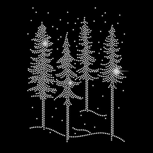 SUPERDANT Pine Woods Strass Schneeflocken T Shirt Kristall Wärmeübertragungs Hotfix Strass Bling DIY Aufkleber Zum Aufbügeln Für Kleidung T Shirts Westen Schuhe Hüte Jacken DIY Zubehör von SUPERDANT