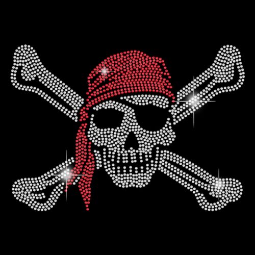 SUPERDANT Piratenschädel Bügeln Auf Strass Transfer Totenkopf Halloween Bling Aufkleber Für T-Shirt Kristall DIY Aufbügler Kristall Dekor Für Kleidung Tragetasche DIY Kunsthandwerk Geschenke von SUPERDANT