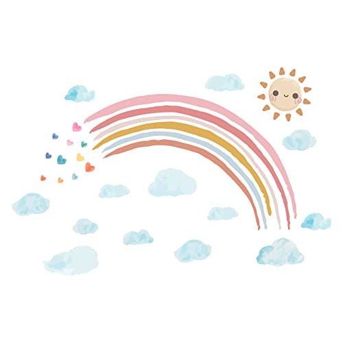 SUPERDANT Regenbogen Und Boho WandstickerFür Kinder Sonnenwolken Wandaufkleber Zum Abziehen Und Aufkleben Abnehmbare Bunte Vinyl Wandsticker Für Kinderzimmer Wohnzimmer Dekoration von SUPERDANT