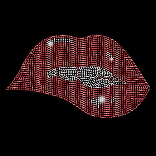 SUPERDANT Rote Lippen Strass Aufnäher Bling Aufnäher Zum Aufbügeln Coole Cowboy Kleidung Aufnäher Mit Strass Applikationen Für Kleidung Tasche Schuhe T Shirt Dekor von SUPERDANT