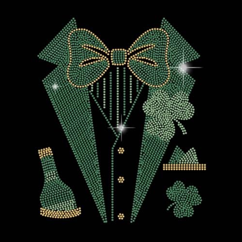 SUPERDANT Strass Hotfix Zum Aufbügeln Saint Patrick Strass Hotfix Transfer Patch Strass Bügelaufkleber Grün St Patrick Day Bügelbild Strass Zum Aufbügeln DIY Dekor Für Saint Patrick'S Day Kleidung von SUPERDANT