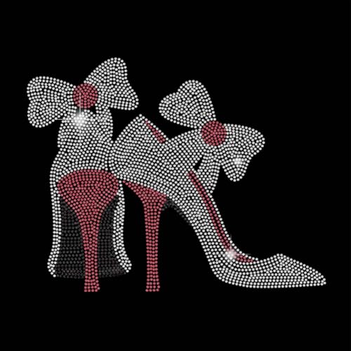 SUPERDANT Bügelbild Strass Zum Aufbügeln Schleife High Heels Strass Zum Aufbügeln High Heels Kristall Wärmeübertragung Aufkleber Patches Aufbügeln Hotfix Transfer Klirren Für Mädchen T Shirt Kleidung von SUPERDANT