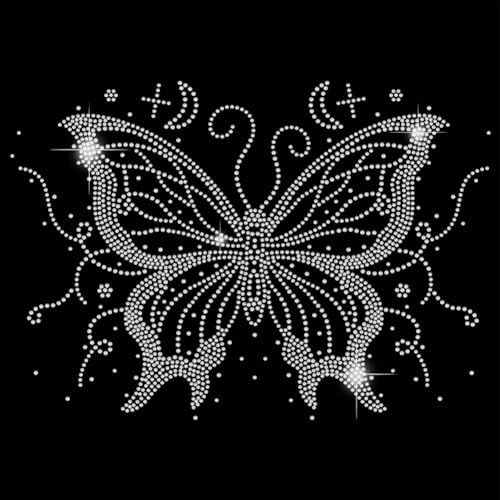 SUPERDANT Schmetterling Bling Aufkleber Strass Schmetterling Eisen Auf Strass Transfer Bling Strass T Shirt Transfer Strass Eisen Auf Hitze Transfer Aufbügeln Aufkleber Für T Shirt Kristall DIY Dekor von SUPERDANT