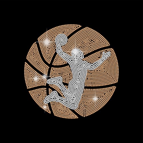 SUPERDANT Slam Dunk Silhouette Strass Hotfix Zum Aufbügeln Basketball Kristall Bügelbild Strass Zum Aufbügeln Hotfix Transfer Patch Für Kleidung Hoodie Kissen Canvas Tasche DIY Kunst Geschenke von SUPERDANT