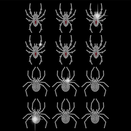 SUPERDANT Spider Iron On Strass Transfer T Shirt Kristall Hitzeübertragungsdesigns Halloween Spider Iron On Strass Transfer Bling Aufkleber Für Mädchen Jungen Kleidung Tragetasche von SUPERDANT