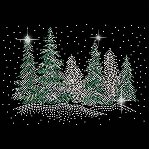 SUPERDANT Strass Aufbügler Zum Aufbügeln Bling Bäume Glitzernde Aufkleber Winter Kiefer Schnee T Shirt Kristall Wärmeübertragung Hotfix Aufkleber Aufnäher Kristall Dekor Weihnachtstag Hotfix Strass von SUPERDANT