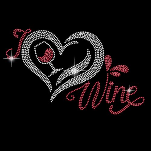 SUPERDANT Strasssteine Zum Aufbügeln I Love Wine Bling Aufkleber T Shirt Herzen Kristall Wärmeübertragung Hotfix Aufkleber Kristalldekor Für Tragetasche DIY Kunst Handwerk Freunde Geschenke von SUPERDANT