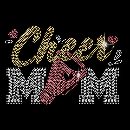 SUPERDANT Strasssteine Zum Aufbügeln Wärmeübertragung Motiv „Cheer Mom“ Party Kostüm T Shirt Kristall Wärmeübertragung Hotfix Strasssteine Bling DIY Aufkleber Für T Shirts Westen Jacken Dekorationen von SUPERDANT