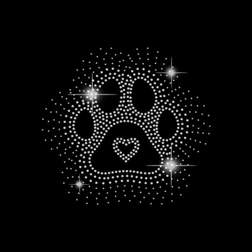 SUPERDANT Hund Katze Pfotenabdruck Strass Transfer Pfote Mit Herz Bling Aufkleber Für Mädchen T-Shirt Kristall DIY Transfer Aufkleber Kristall Dekor Für Kleidung Tragetasche DIY Geschenke von SUPERDANT