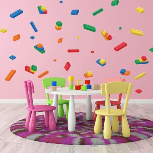 SUPERDANT Wandaufkleber Mit Bunten Bausteinen Pädagogischer Wandaufkleber Spielzimmer Kinderzimmer Wandaufkleber Vinyl Kunstaufkleber Für Klassenzimmer Kinderzimmer Kindergarten Wanddekoration von SUPERDANT