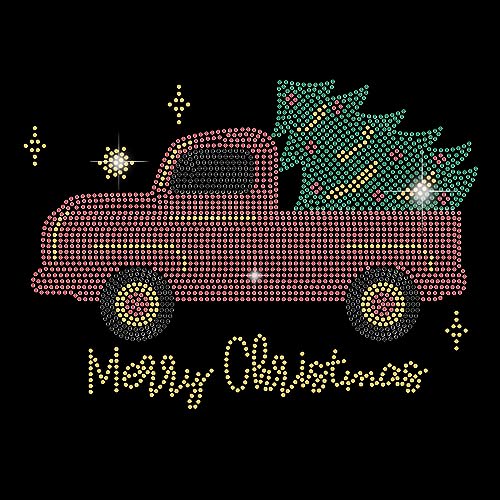 SUPERDANT Weihnachts LKW Strassstein Merry Christmas Deko T Shirt Kristall Wärmeübertragungs Hotfix Strass Bling DIY Aufkleber Zum Aufbügeln Für Kleidung T Shirts JDIY Zubehör von SUPERDANT