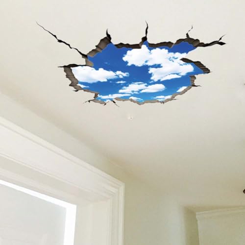 SUPERDANT Wolken 3D Wandtattoo Lustige Himmel Wand Aufkleber 3D Decke Vinyl Aquarell Kunst Dekor Für Kinderzimmer Wohnzimmer Kinderzimmer Schlafzimmer Spielzimmer Decke Wand Dekor von SUPERDANT