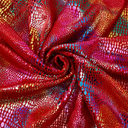 SUPERFINDINGS 1 Stück Paillettenstoff 1.75x1m Schillernder Hologramm Glitzerstoff Kleidungszubehör Roter Glitzernder Polyester Bastelstoff Für DIY Kostüme Tischdecken von SUPERFINDINGS