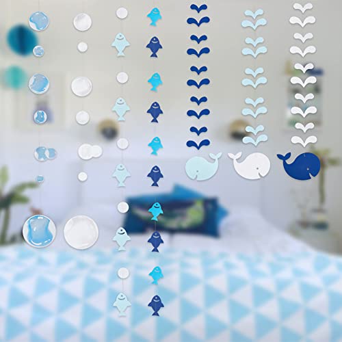 SUPERFINDINGS 10 Stück 3 Stile Oceanic Theme Papiergirlande Banner Luftschlangen Hängende Wimpelkette Ornament Blauwal Blase Hängende Papierdekoration Für Partyzubehör von SUPERFINDINGS