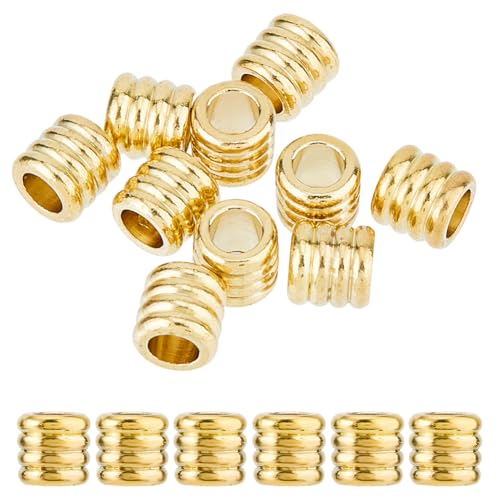 SUPERFINDINGS 10 Stück Messing Paracord Perlen Goldene Säulen Abstand Perlen Metallrohr Locker Perlen Große Lochperlen Paracord Perle Messing Europäische Perlen Für Schmuckherstellung Bohrung: 5.5mm von SUPERFINDINGS