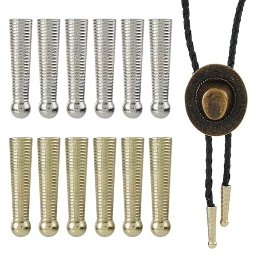 SUPERFINDINGS 12 Stück 2 Farben Bolo Tie Tips Bolo Tie Findings Ersatz Endkappen Legierung Schnur Enden Für Bolo Tie Schnalle Zubehör Lange Schnur Enden Kappen Für Kleidung Innendurchmesser: 5mm von SUPERFINDINGS