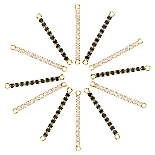 SUPERFINDINGS 12 Stück 2 Farben Messing Micro Pave Cubic Zirkonia Links Verbinder Rechteck Bar Schmuckverbinder Anhänger 41x3 mm Goldener Rand Verbinder Charms, Bohrung: 2mm von SUPERFINDINGS