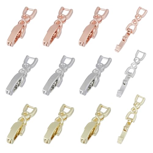 SUPERFINDINGS 12 Stück 3 Farben Faltbare Schmuckverschlüsse 0.9x0.19 Zoll Messing Faltverschlüsse Langlebige Beschichtete Schmuckverschlüsse Für Armband Halskette DIY Schmuckherstellung Reparatur von SUPERFINDINGS