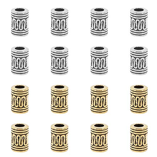 SUPERFINDINGS 120Stk Legierungsperlen Im Tibetischen Stil Column Spacer Beads Antik Silber & Antik Golden Tube Metall Perlen Für Armband Schmuckherstellung 10x7mm von SUPERFINDINGS