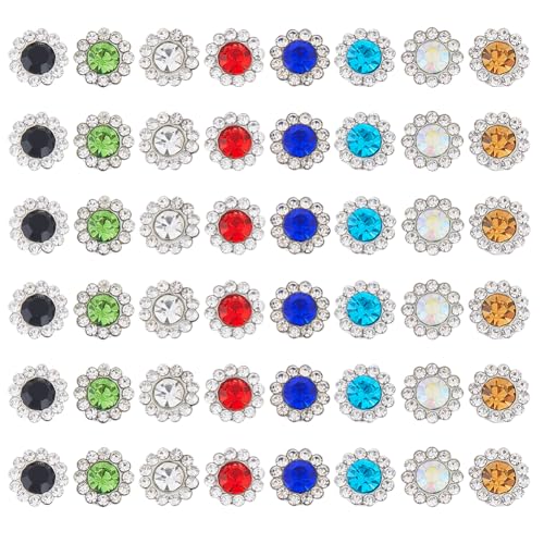 SUPERFINDINGS 150 Stück 5 Farben Blumenform Zum Aufnähen Strass 14mm Strass Knöpfe Blume Nähen Buttons Blumenform Strasssteine Basteln Befestigung Knöpfe für DIY Nähen Dekor Hochzeit Gunst Trinkets von SUPERFINDINGS