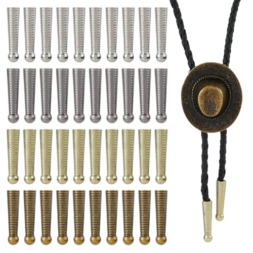 SUPERFINDINGS 16 Stück 2 Farben Bolo Tie Tips Bolo Tie Findings Ersatz Endkappen Legierung Schnur Enden Für Bolo Tie Schnalle Zubehör Lange Schnur Enden Kappen Für DIY Kleidung Innendurchmesser: 4.5mm von SUPERFINDINGS