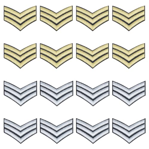 SUPERFINDINGS 16 Stück 2 Stile Army Bestickte Patches 2 Farben Militärstickerei Patches Bestickte Applikation Abzeichen Armee Rang Nähen Bügeln Auf Schulter Bestickte Applikation Patch von SUPERFINDINGS