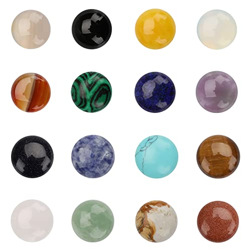 SUPERFINDINGS 16 StückKarton Halbrunde Kuppel Naturedelstein Cabochons Sets für Halskette Schmuckherstellung DIY Craft 20x6mm von SUPERFINDINGS