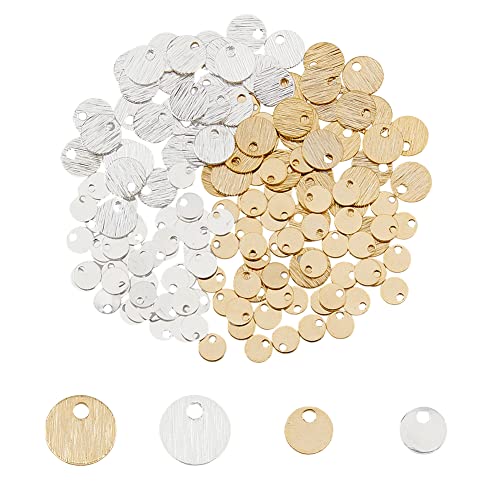 SUPERFINDINGS 160 Stück 2 Stile Messingprägung Blank Tag Charms 4mm 6mm 2 Farben Flache Runde Metallstempel Tags Für Armband Halskette Schmuck DIY Handwerk Herstellung von SUPERFINDINGS