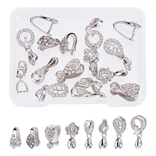 SUPERFINDINGS 16pcs 8 Styles Anhänger Kette Verschluss Clip Messing Halskette Verschlüsse Zirkonia Eispickel Pinch Bails Für DIY Craft Armband Schmuckherstellung von SUPERFINDINGS