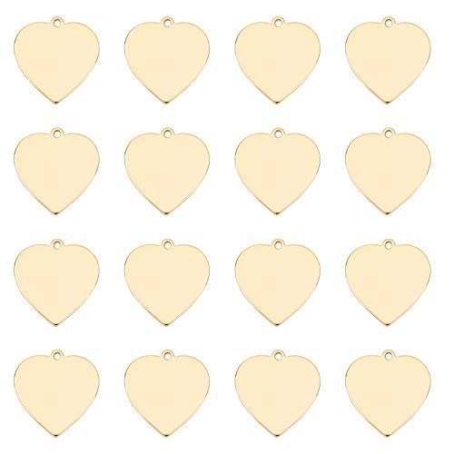 SUPERFINDINGS 16pcs Flat Heart Anhänger Messing Blank Craft Stamping Anhänger Charms Für Ohrring Armband Halskette Schmuckherstellung 23x22.5x1mm von SUPERFINDINGS