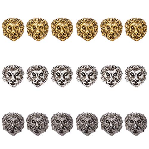 SUPERFINDINGS 18pcs 3 Farben Tibetan Alloy Lion Head Perlen 13x12x8mm Europäische Perlen Metall Spacer Perlen Für Armband Halskette Schmuckherstellung Bohrung: 2mm von SUPERFINDINGS