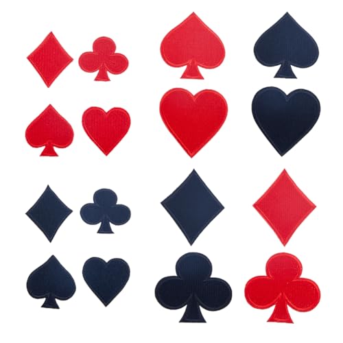 SUPERFINDINGS 2 Größe 8 Stile Spielkarten Applikationen Poker Applikationsset Aus Stoff Zum Aufbügeln Und Aufnähen Spielkarten Logo Aufnäher Pokerkarten Gaming Applikationen Bestickt von SUPERFINDINGS