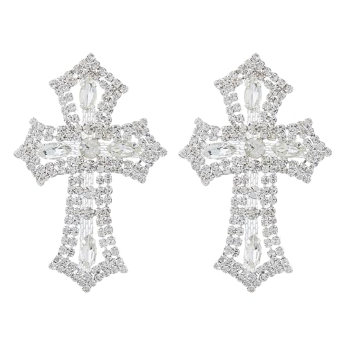 SUPERFINDINGS 2 Stück Silber Strass Kreuz Applikation Craft Kristall Patches Zum Aufnähen Flache Patches Verziert DIY Nähen Mit Funkelnden Gürtel Applikationen Scrapbooking Handtasche Kleidung von SUPERFINDINGS