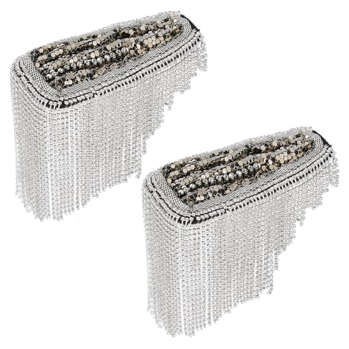 SUPERFINDINGS 2 Stück Strass Schulter Quaste Schulter Platin Verbindungskette Epaulet Retro Schulterabzeichen Punk Epaulette Schulter Brosche Pin Für Uniform Zubehör 20cm von SUPERFINDINGS