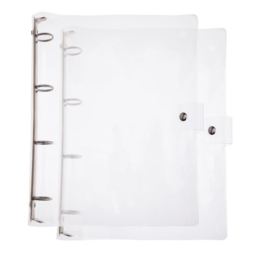 SUPERFINDINGS 2 Stück Transparenter A4 Notizbuchordner PVC Kunststoff Ordnerhüllen 6 Ringe Loseblatt Ordner 31.5x26.5x3cm Planerordner Runder Einbandschutz Mit Schnappverschluss von SUPERFINDINGS