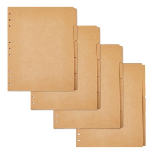 SUPERFINDINGS 20 Blatt 5 Tab Ordnerteiler B5 Kraftpapier 9 Loch Ordnerteiler 25.9x20cm B5 Notizbuch Indexteiler Mit Tabs Burlywood 9 Löcher Ringregisterseite von SUPERFINDINGS