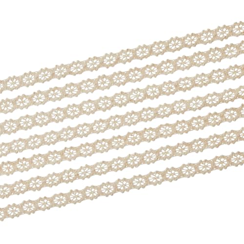 SUPERFINDINGS 20 Yards/Rolle Baumwolle Spitzenband Handwerk Spitze Häkeln Vintage Spitzenbesatz Häkeln Ösen Spitzenband Beige Blume Spitzenband für DIY Nähen Scrapbooking Hochzeit Handwerk von SUPERFINDINGS