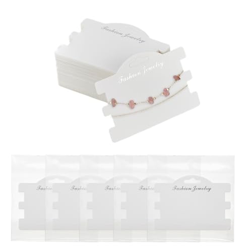 SUPERFINDINGS 200 Set Weiße Armband Displaykarten 7x9.6cm Armbandverpackung Armband Geschäftsausstattung Hängende Armband Displaykarten Schmuckverpackung Schmuck Display Karten Für Armbänder von SUPERFINDINGS