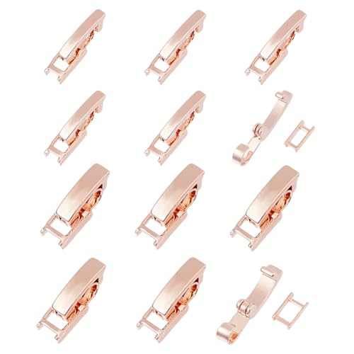 SUPERFINDINGS 24 Stück 2 Styles Messing Faltverschlüsse Roségold Halskette Armband Verlängerungen 15-16.5mm Länge Faltüberlappung Verschluss Schmuckverschlüsse für DIY Schmuckherstellung von SUPERFINDINGS