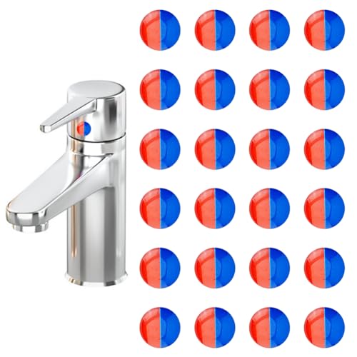 SUPERFINDINGS 24 Stück Aufkleber Für Heißes Und Kaltes Wasser Selbstklebende Etiketten Für Heißes Und Kaltes Wasser Epoxidharz Wasserhahn Transferaufkleber Für Badezimmer Küche 10mm Im Durchmesser von SUPERFINDINGS