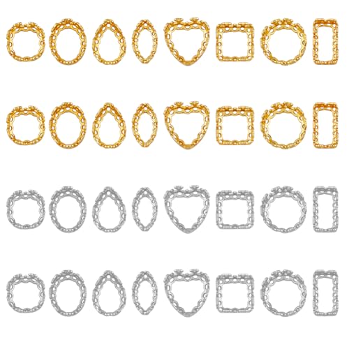 SUPERFINDINGS 32 Stück 16 Stile Messing Krappenfassungen Zum Aufnähen Krallenfassungen Mit Strasssteinen Platingoldene Tropfenförmige Herzförmige Rechteckige Filigrane Krallenfassungen von SUPERFINDINGS